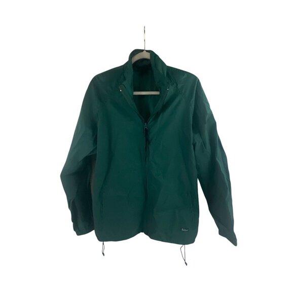 Woolrich Outdoor Nylon Windbreaker Jacket Size M Green Full Zip Hiking Gorpcore - Picture 1 of 8